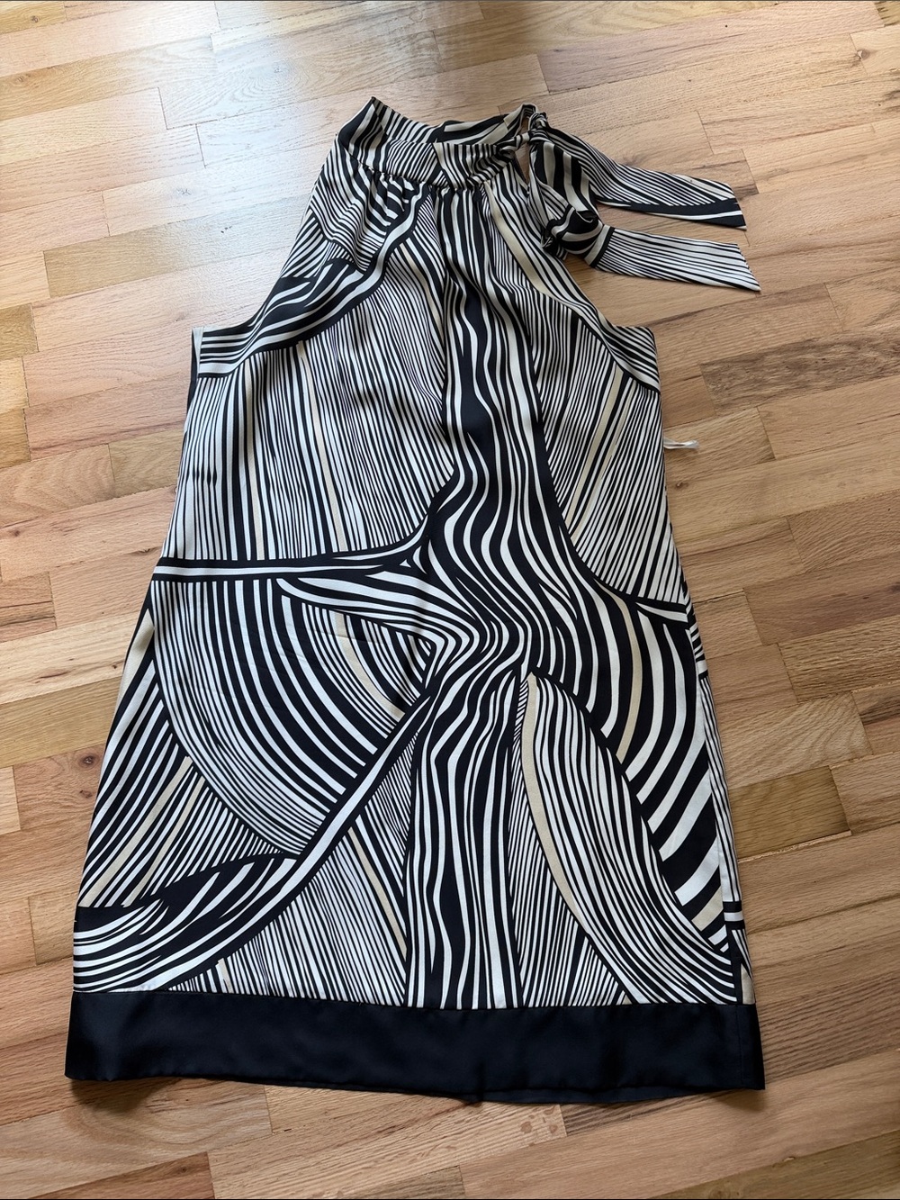 White House Black Market Black and White Halter Tie Dress